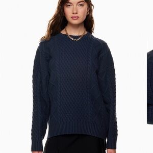 Streetwear Society Navy Cable Crewneck Sweater SZ M